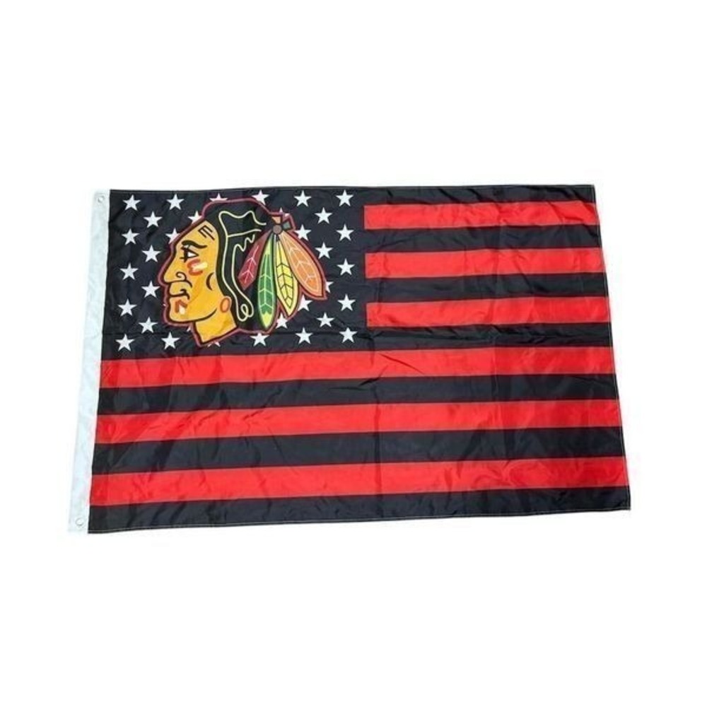 Chicago Blackhawks Patriotic Americana 3x5 Flag‎ NHL Hockey Banner